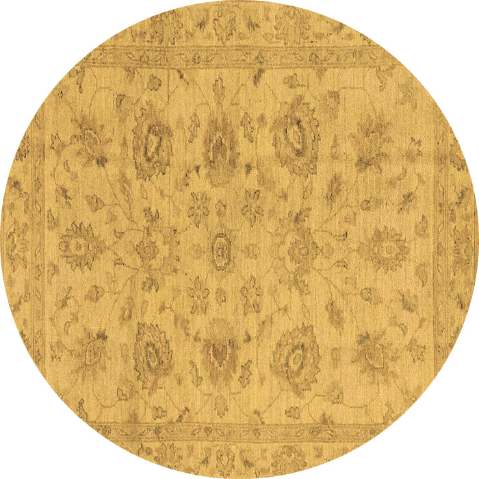 Round Oriental Brown Traditional Rug, abs3000brn