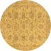 Round Oriental Brown Traditional Rug, abs3000brn