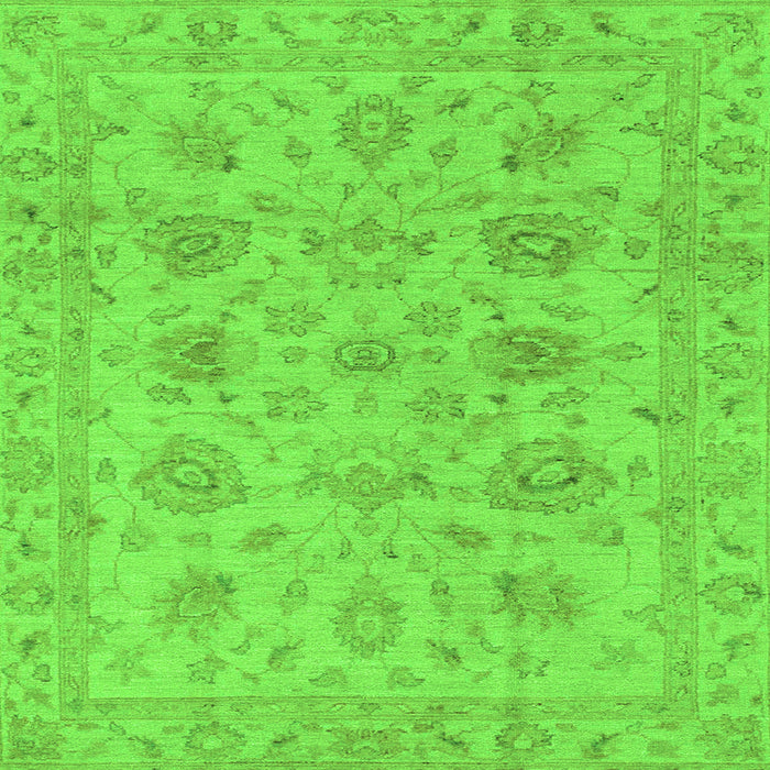 Square Machine Washable Oriental Green Traditional Area Rugs, wshabs3000grn