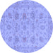 Round Machine Washable Oriental Blue Traditional Rug, wshabs3000blu