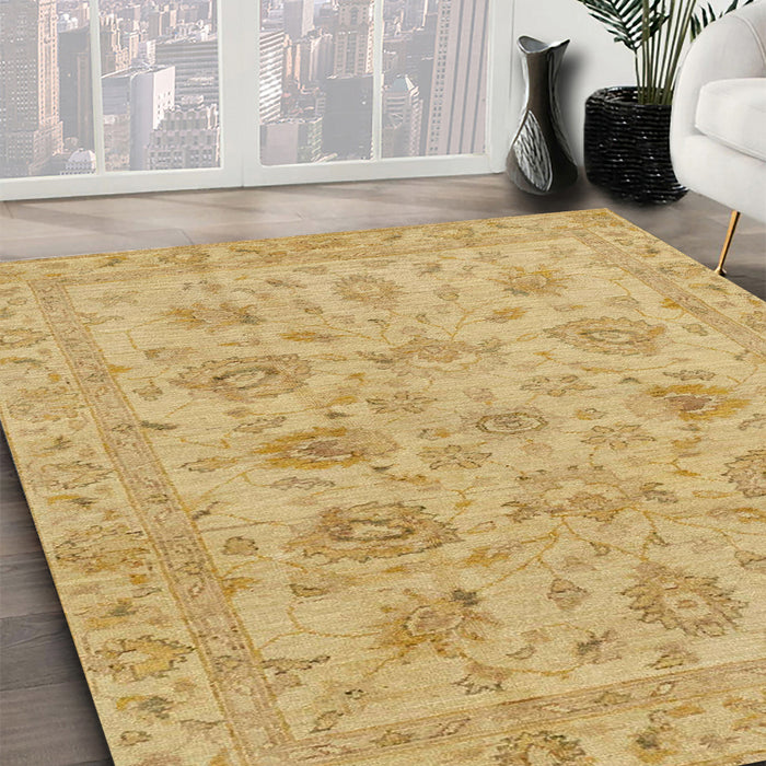 Abstract Orange Gold Oriental Rug in Family Room, abs3000
