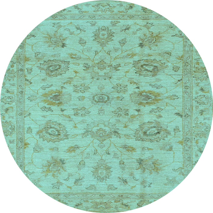 Round Oriental Light Blue Traditional Rug, abs3000lblu