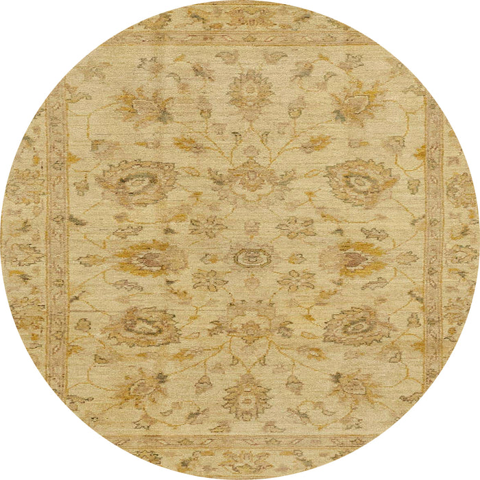 Round Abstract Orange Gold Oriental Rug, abs3000