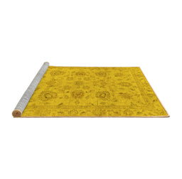 Sideview of Machine Washable Oriental Yellow Traditional Rug, wshabs3000yw