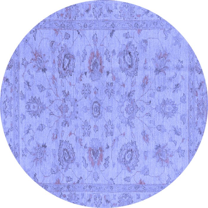 Round Oriental Blue Traditional Rug, abs3000blu