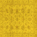 Square Machine Washable Oriental Yellow Traditional Rug, wshabs3000yw