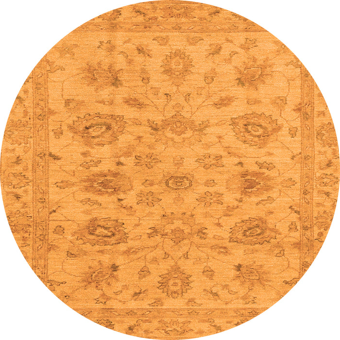 Round Machine Washable Oriental Orange Traditional Area Rugs, wshabs3000org
