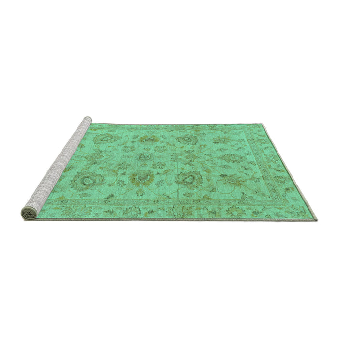 Sideview of Machine Washable Oriental Turquoise Traditional Area Rugs, wshabs3000turq