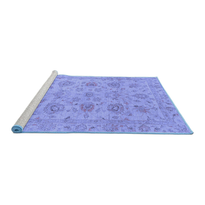 Sideview of Machine Washable Oriental Blue Traditional Rug, wshabs3000blu