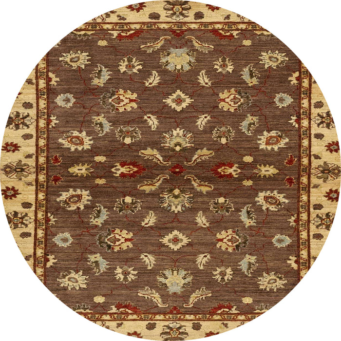 Round Abstract Orange Gold Oriental Rug, abs3001