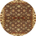 Round Abstract Orange Gold Oriental Rug, abs3001