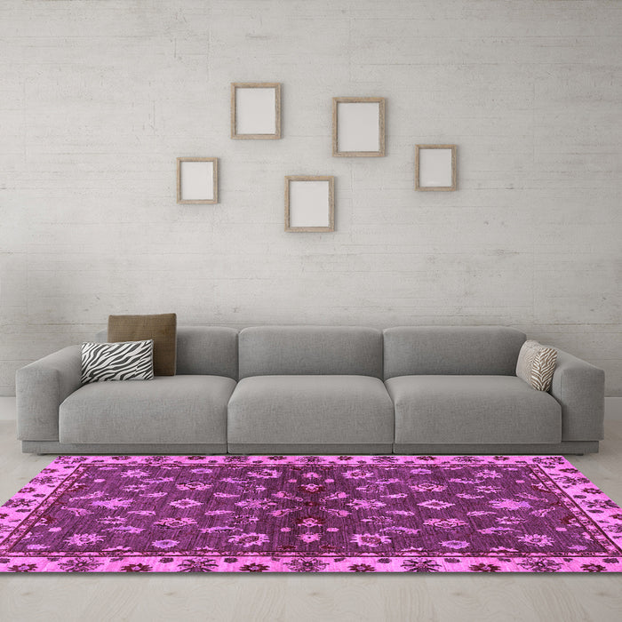 Machine Washable Oriental Purple Traditional Area Rugs in a Living Room, wshabs3001pur