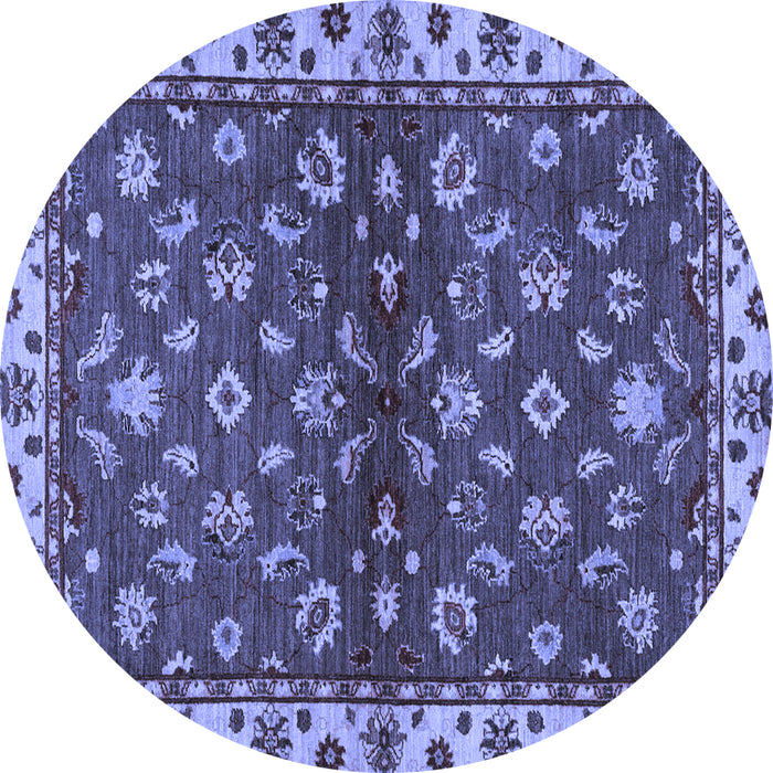 Round Machine Washable Oriental Blue Traditional Rug, wshabs3001blu