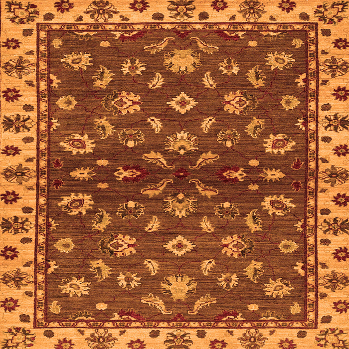 Square Machine Washable Oriental Orange Traditional Area Rugs, wshabs3001org