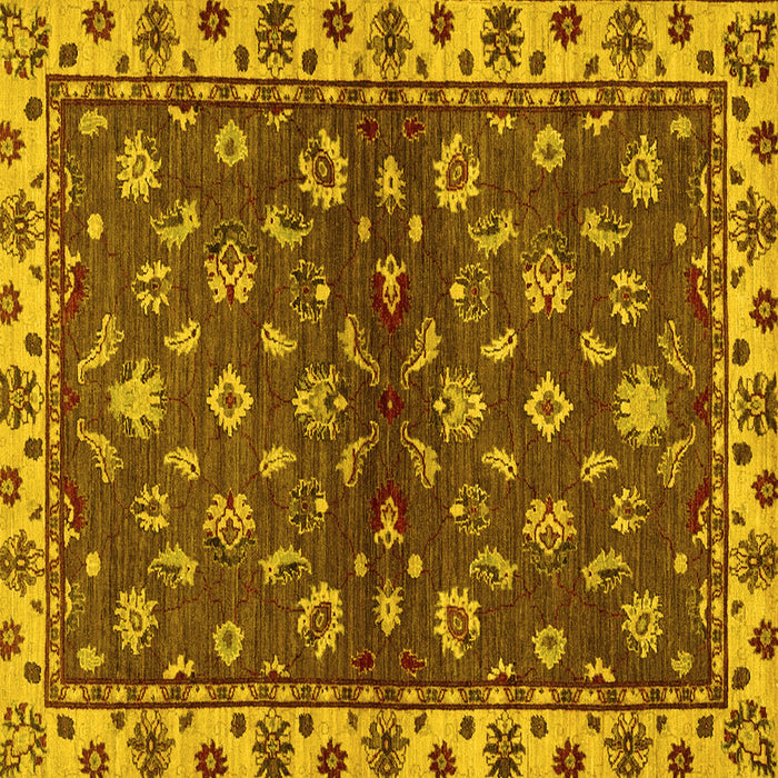 Square Machine Washable Oriental Yellow Traditional Rug, wshabs3001yw