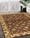 Abstract Orange Gold Oriental Rug in Family Room, abs3001