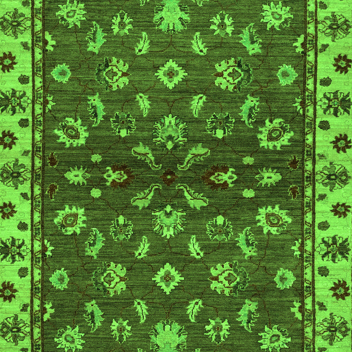 Machine Washable Oriental Green Traditional Area Rugs, wshabs3001grn