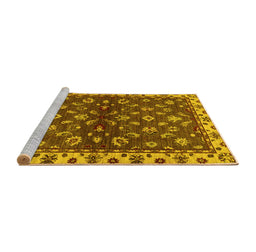 Sideview of Machine Washable Oriental Yellow Traditional Rug, wshabs3001yw