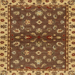 Square Abstract Orange Gold Oriental Rug, abs3001