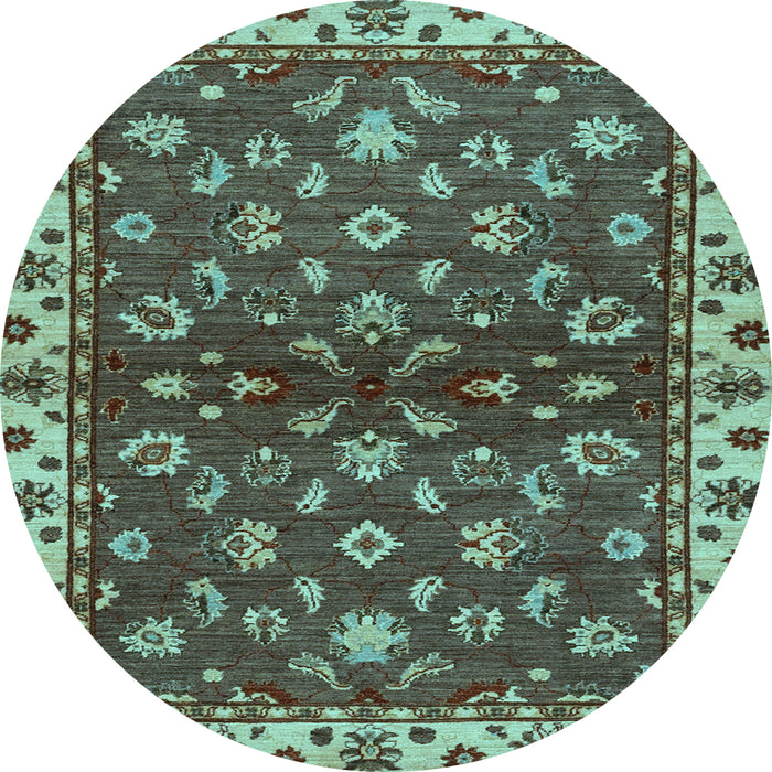 Round Oriental Light Blue Traditional Rug, abs3001lblu