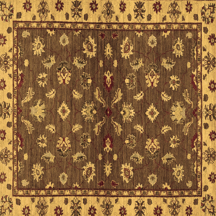 Square Oriental Brown Traditional Rug, abs3001brn