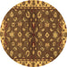 Round Oriental Brown Traditional Rug, abs3001brn