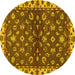 Round Oriental Yellow Traditional Rug, abs3001yw