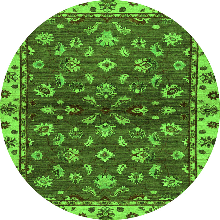 Round Oriental Green Traditional Rug, abs3001grn