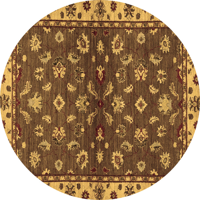 Round Machine Washable Oriental Brown Traditional Rug, wshabs3001brn
