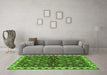 Machine Washable Oriental Green Traditional Area Rugs in a Living Room,, wshabs3001grn