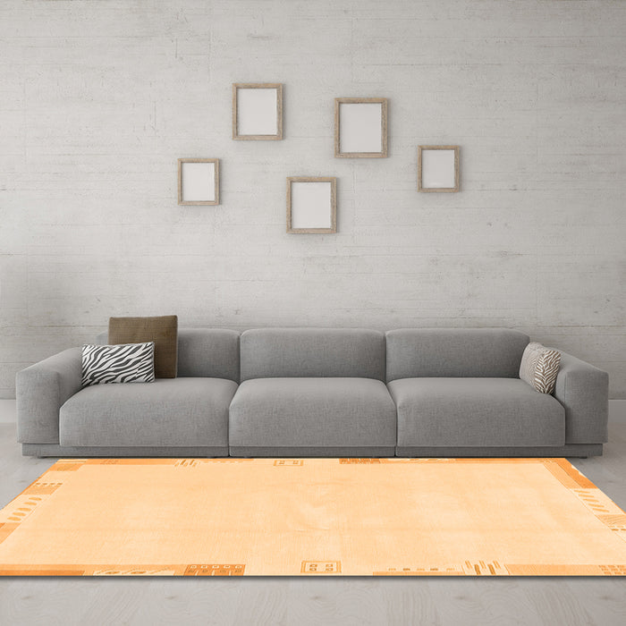 Machine Washable Solid Orange Modern Area Rugs in a Living Room, wshabs3002org