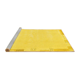 Sideview of Machine Washable Solid Yellow Modern Rug, wshabs3002yw