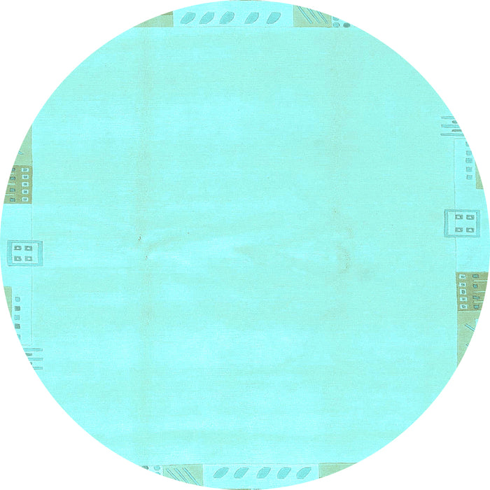 Round Machine Washable Solid Light Blue Modern Rug, wshabs3002lblu
