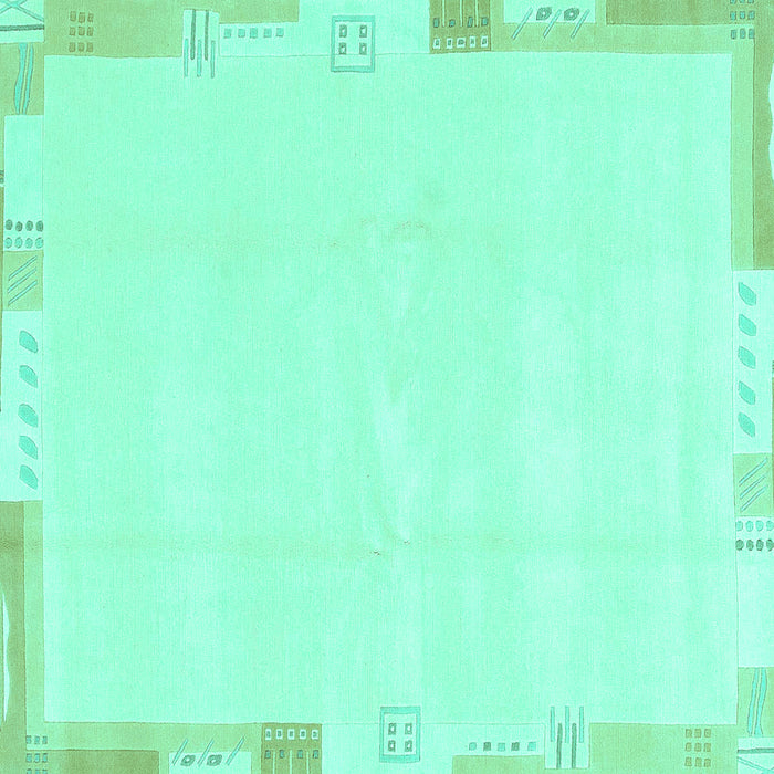 Square Machine Washable Solid Turquoise Modern Area Rugs, wshabs3002turq