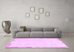 Machine Washable Solid Purple Modern Area Rugs in a Living Room, wshabs3002pur