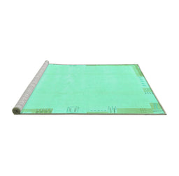 Sideview of Machine Washable Solid Turquoise Modern Area Rugs, wshabs3002turq