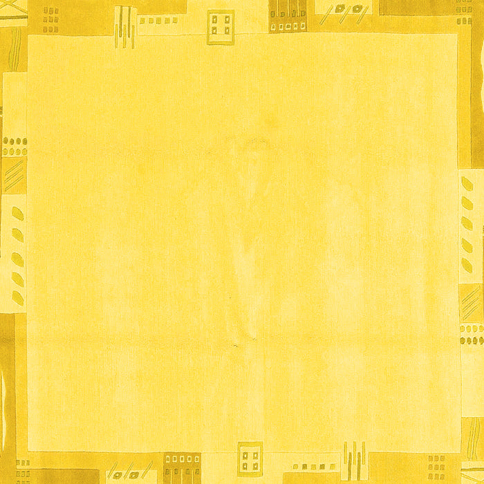 Square Solid Yellow Modern Rug, abs3002yw