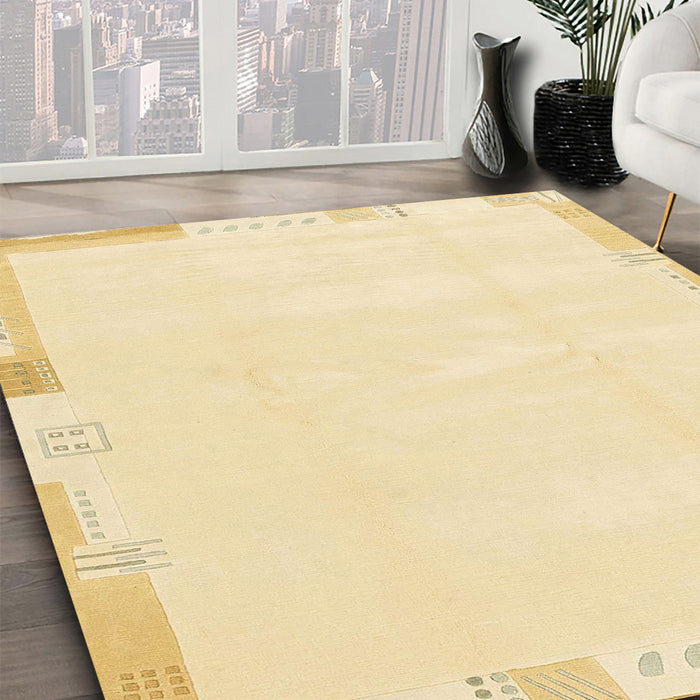 Machine Washable Abstract Sun Yellow Rug in a Family Room, wshabs3002