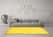 Machine Washable Solid Yellow Modern Rug in a Living Room, wshabs3003yw