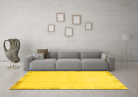 Machine Washable Solid Yellow Modern Rug, wshabs3003yw