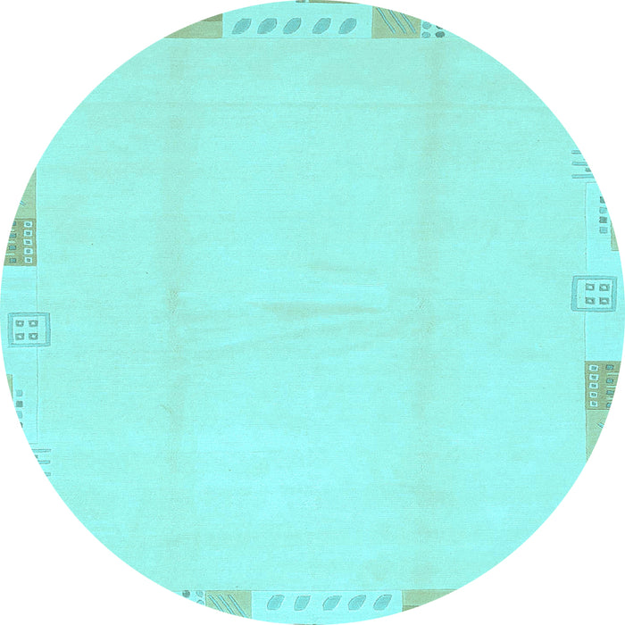 Round Machine Washable Solid Light Blue Modern Rug, wshabs3003lblu