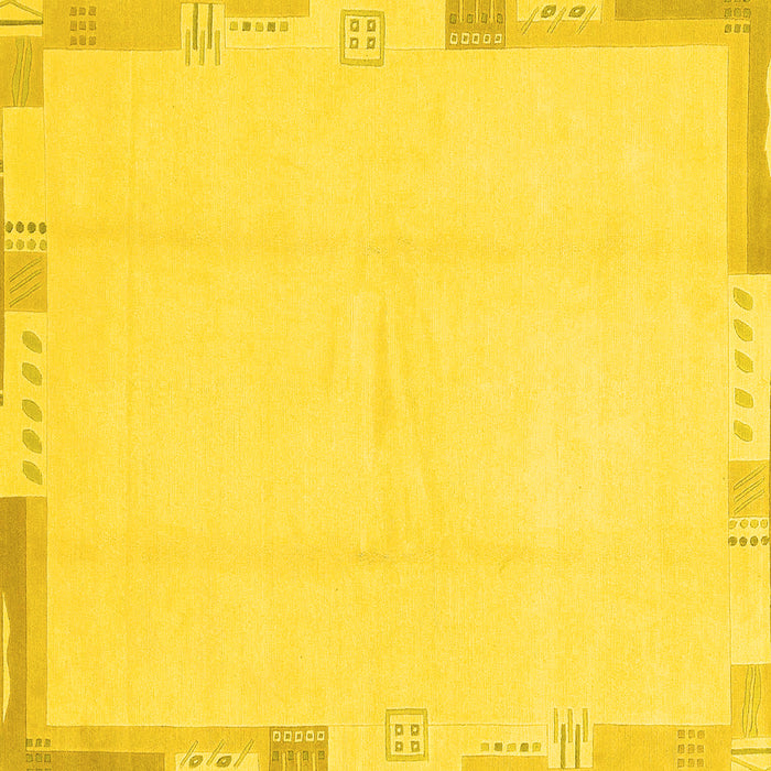 Square Solid Yellow Modern Rug, abs3003yw