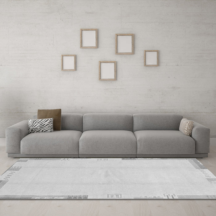 Machine Washable Solid Gray Modern Rug in a Living Room,, wshabs3003gry