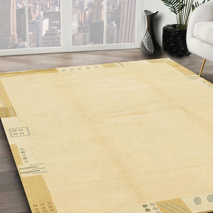 Abstract Sun Yellow Solid Rug in Family Room, abs3003