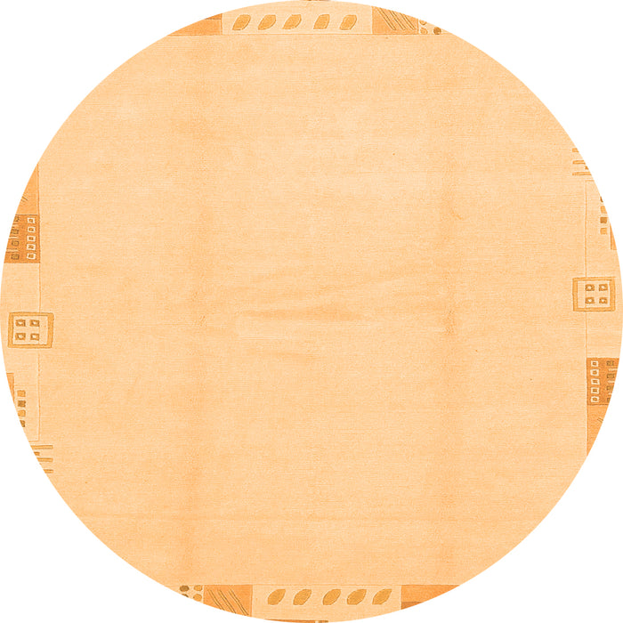 Round Machine Washable Solid Orange Modern Area Rugs, wshabs3003org