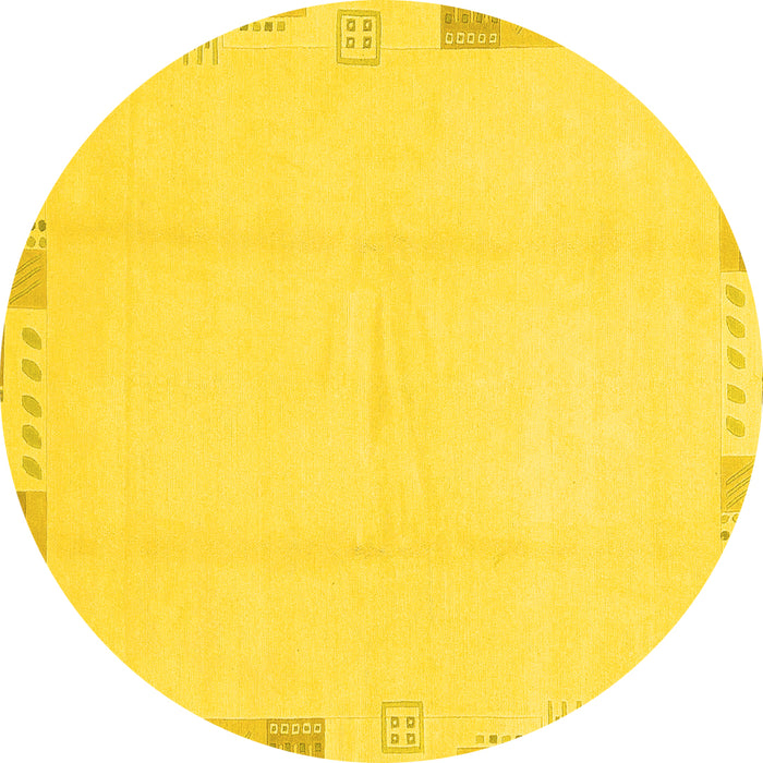 Round Solid Yellow Modern Rug, abs3003yw