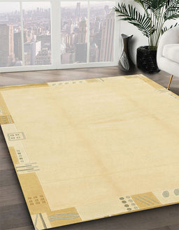 Machine Washable Abstract Sun Yellow Rug in a Family Room, wshabs3003