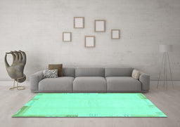 Machine Washable Solid Turquoise Modern Area Rugs in a Living Room,, wshabs3003turq