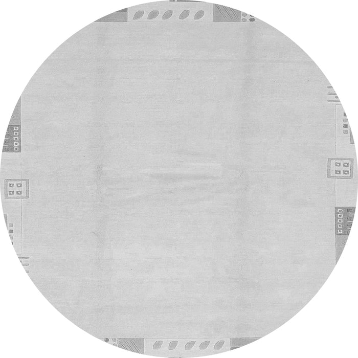 Round Machine Washable Solid Gray Modern Rug, wshabs3003gry