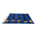 Sideview of Machine Washable Abstract Blueberry Blue Rug, wshabs3004